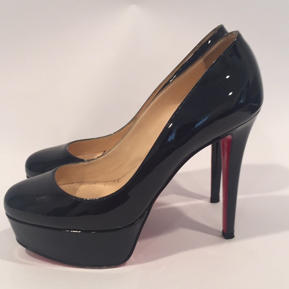 Christian Louboutin Navy Patent Platform Pumps